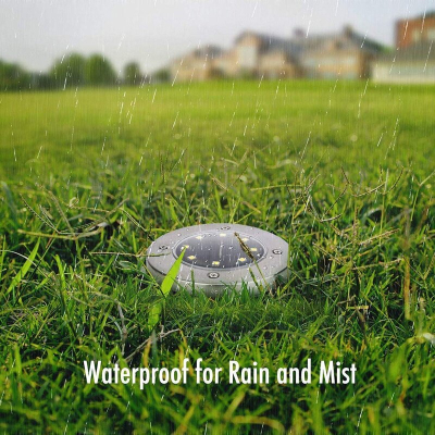 Set 4 Lampi Solare METALICE Argintii Disk Lights pentru gradina AX