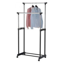 Stender Mobil Dublu  Supor Metalic pentru Haine si Umerase 