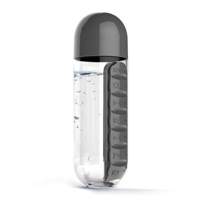 Sticla de apa  Pill & Vitamin Water Bottle 600 ml cu distribuitor pentru medicamente