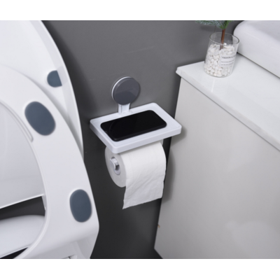 Suport hartie igienica NO:214 cu fixare pe perete cu raft pentru telefon