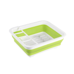 Uscator pliabil VERDE pentru vase si cu suport pentru tacamuri