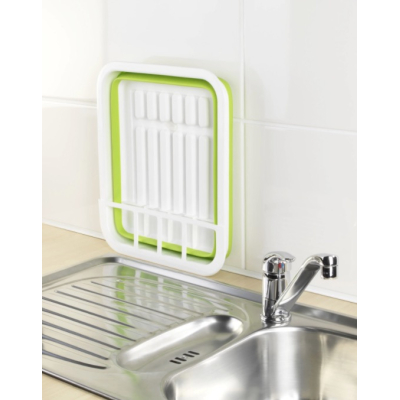 Uscator pliabil VERDE pentru vase si cu suport pentru tacamuri