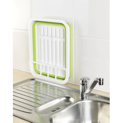 Uscator pliabil VERDE pentru vase si cu suport pentru tacamuri