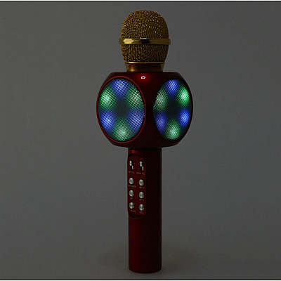 Microfon Karaoke Wireles cu Boxa si Lumini