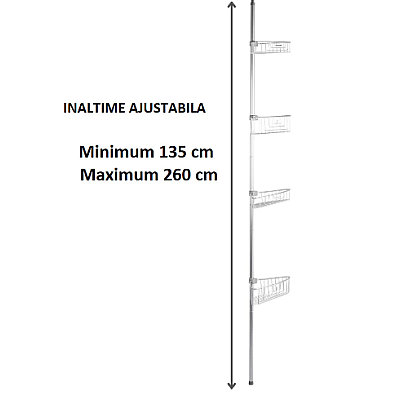 Etajera colt pentru baie Multi Corner Shelf GY-188 inaltime 100-320 cm