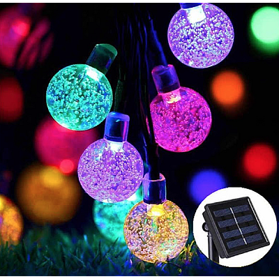 Ghirlanda Solara 20 GLOBULETE RGB 2.5m Lumina MULTICOLORA de Exterior