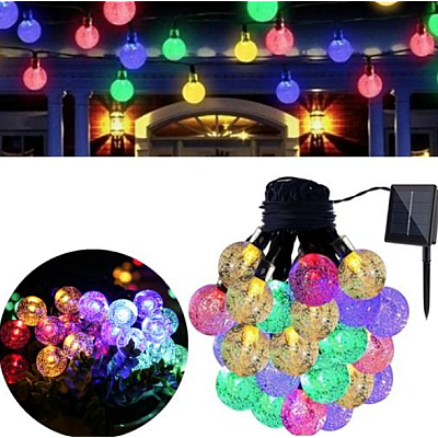 Ghirlanda Solara 20 GLOBULETE RGB 2.5m Lumina MULTICOLORA de Exterior