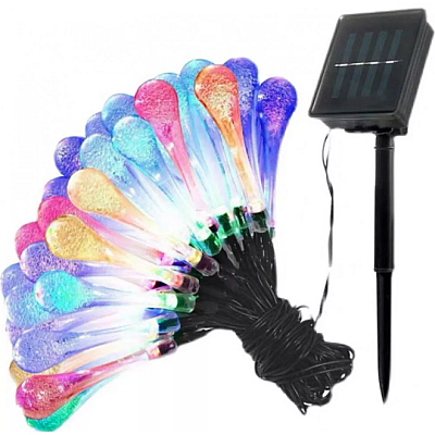 Ghirlanda Solara 20 LED LACRIMA 2.5m Lumina RGB de Exterior MULTICOLORA