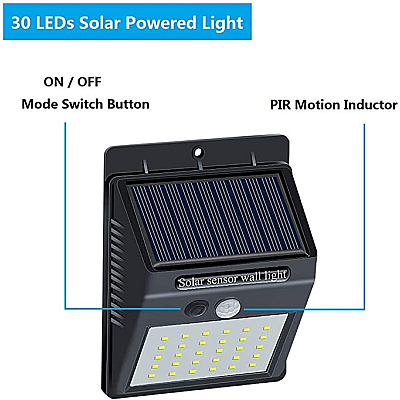 Set 5 Lampi Solare BRIGHT 30 LED cu Senzor de Miscare si Lumina 1 Mod ILUMINARE