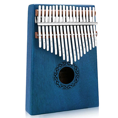 Kalimba 101 Instrument muzical ALBASTRU din lemn 17 note 