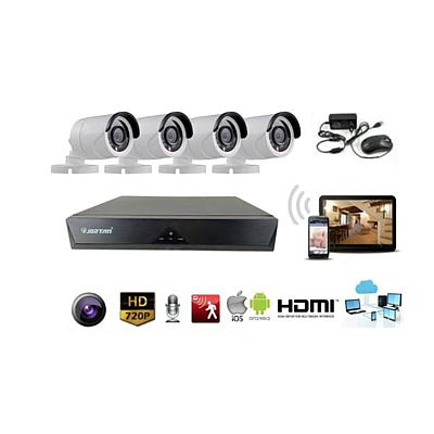 KIT de supraveghere Wireless JORTAN 4 camere HDMI Infrarosu Vizualizare pe Telefon