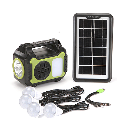 Kit solar GD-8072 dotat cu dispozitive USB cu 4 becuri si Radio HA