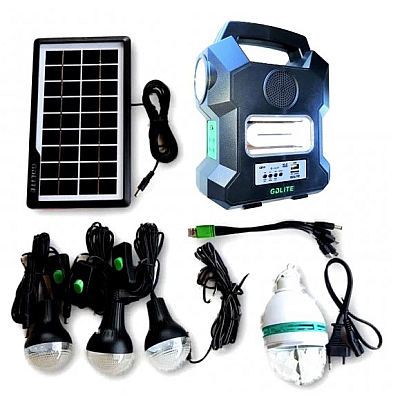 Kit solar GD-Lite 1000A dotat cu dispozitive USB cu 4 becuri LED + Acumulator de mare capacitate + RADIO