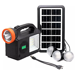 Kit solar de iluminare GD Times GD-102, 3 becuri, boxa BT, radio, 80W XL