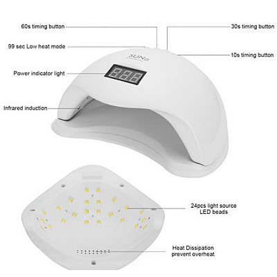 Lampa UV LED cu senzor timer Sun5- 48w Alb