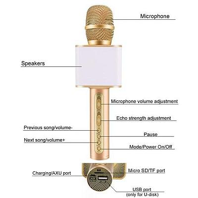 Microfon SD-08 AURIU Karaoke fara fir SDRD