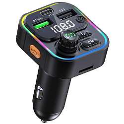 Modulator FM Auto cu Funcție Bluetooth Wireless RGB 7 Culori 