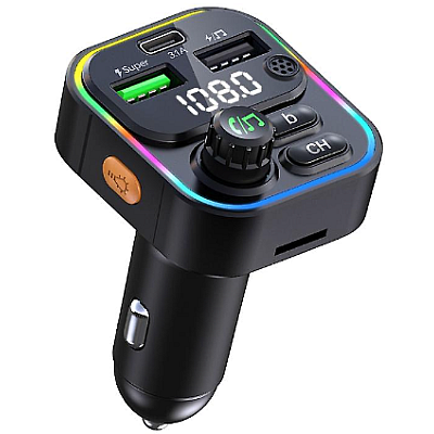 Modulator FM Auto cu Funcție Bluetooth Wireless RGB 7 Culori
