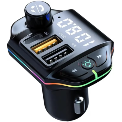 Modulator Fm auto ZTB A10 20W Rgb cu incarcare rapida  Negru Modulator Fm auto ZTB A10 20W Rgb cu incarcare rapida  Negru