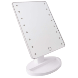 Oglinda pentru machiaj 16 LEDuri ecran tactil cu baza suport bijuterii Usb Alb