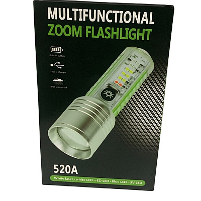 Lanterna reincarcabila LED 520A putere 8000 Lm cu Zoom si 8 moduri iluminare