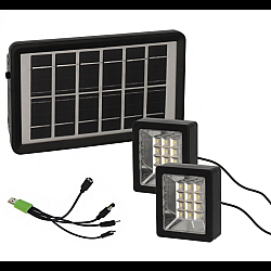 Set proiector solar cu LED 12 SMD 3W alb rece 6000K cu panou si port de incarcare USB Q D630 Andowl