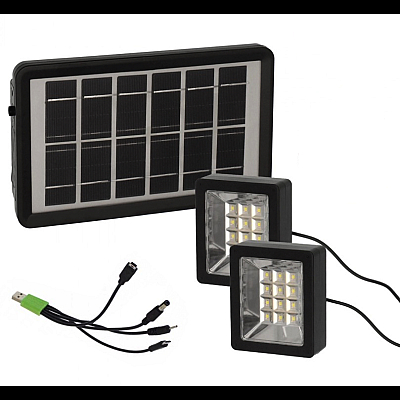 Set proiector solar cu LED 12 SMD 3W alb rece 6000K cu panou si port de incarcare USB Q D630 Andowl