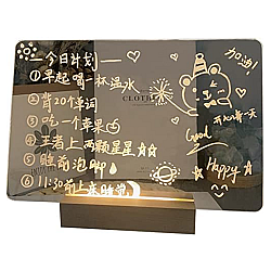 Panou luminos acrilic tip tabla de notite transparenta cu baza din lemn