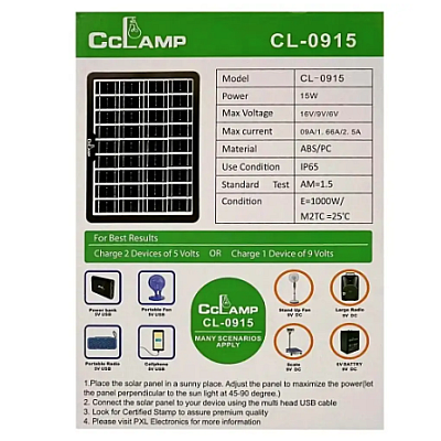 Panou solar CCLamp CL-0915, 15 W 9V