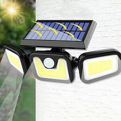 Proiector FL 1725B TRIPLU 30W 100LED COB Cu Panou Solar