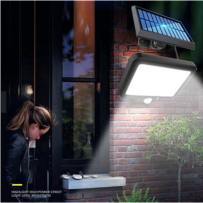 Proiector solar 128 LED 6 COB cu senzor și telecomandă