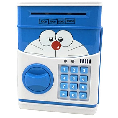 Pusculita pentru Copii Interactiva Alb/Albastru cu Cod Pin si Seif Functie ATM Pusculita pentru Copii Interactiva Alb/Albastru cu Cod Pin si Seif Functie ATM