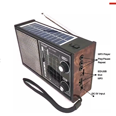 Radio RD-110UBT  portabil solar cu Bluetooth cu MP3 Player și lanternă