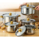 Set oale inox 10 piese cu manere si capace aurii Set oale inox 10 piese cu manere si capace aurii
