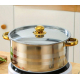 Set oale inox 10 piese cu manere si capace aurii Set oale inox 10 piese cu manere si capace aurii