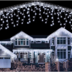 Instalatie 30 metri ALB RECE 1200 LED tip turturi franjuri Instalatie 30 metri ALB RECE 1200 LED tip turturi franjuri