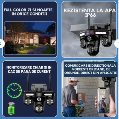 Camera de Supraveghere Conexiune WIFI 3 Lentile 12 MP Vedere Panoramica Night vision Camera de Supraveghere Conexiune WIFI 3 Lentile 12 MP Vedere Panoramica Night vision