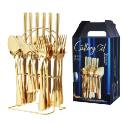 Set 24 piese tacamuri AURII cu suport otel inoxidabil