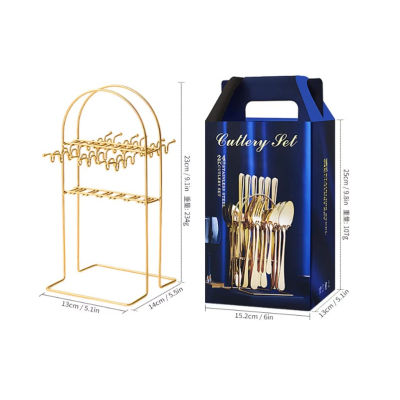 Set 24 piese tacamuri AURII cu suport otel inoxidabil