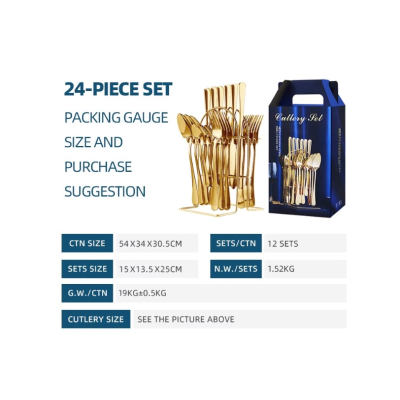 Set 24 piese tacamuri AURII cu suport otel inoxidabil