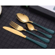 Set 24 piese tacamuri AURIU CU VERDE cu suport otel inoxidabil