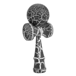 Kendama profesionala din lemn 18 cm model clasic cu design crapat culoare ALB/NEGRU