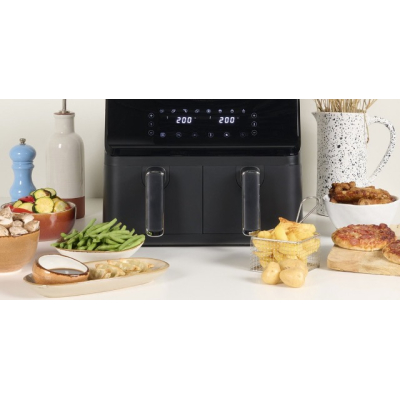 Friteuza cu aer cald dublu compartiment panou tactil digital putere 3000W