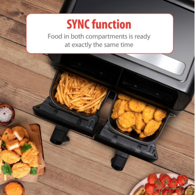 Friteuza cu aer cald dublu compartiment panou tactil digital putere 3000W