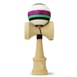 Kendama profesionala din lemn 18 cm model clasic bila colorata MOV/ALB