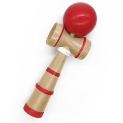 Jucarie Kendama Joc de indemanare din lemn antistres cu dungi rosii
