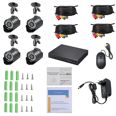 KIT de Supraveghere si Securitate Video CCTV 4 Camere 5G 4K HD Lentile 36mm