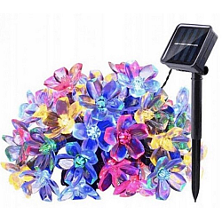 Instalatie solara flori de cires RGB cu 50 led-uri, multicolor
