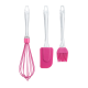 Set 3 ustensile patiserie  (tel perie de uns si spatula) ROZ Maner cu Sclipici Set 3 ustensile patiserie  (tel perie de uns si spatula) ROZ Maner cu Sclipici