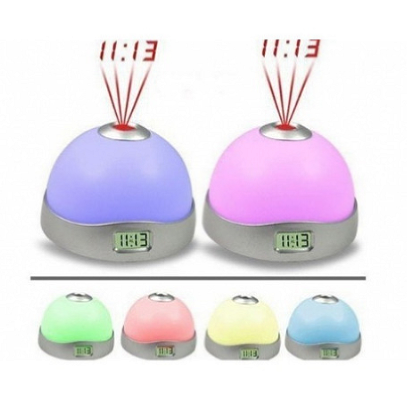 Set 2 Lampi de veghe cu ceas si proiectie
